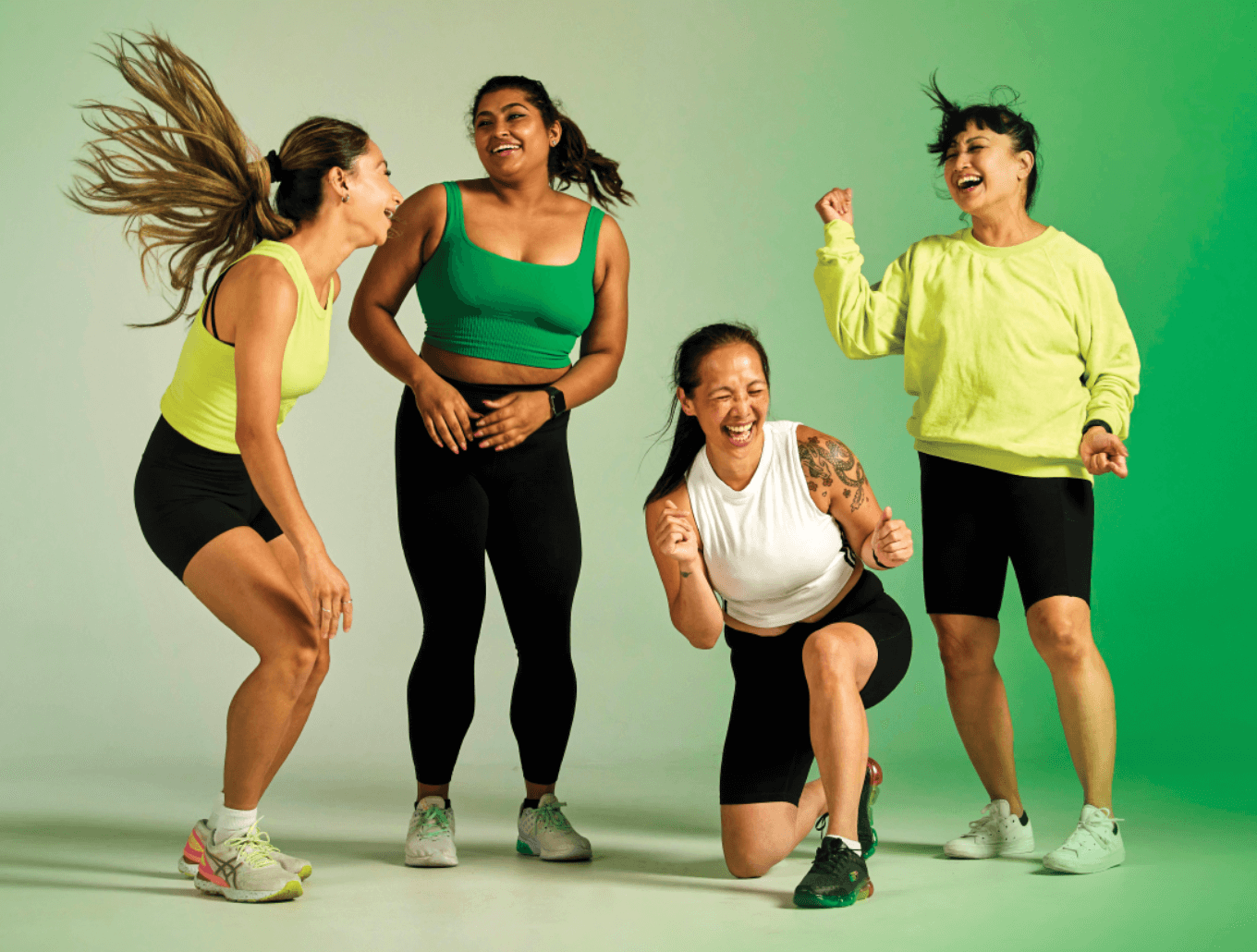 girls exercising laughing at the women's only area at Fitness World